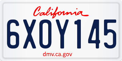 CA license plate 6XOY145