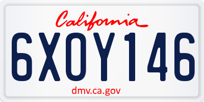 CA license plate 6XOY146