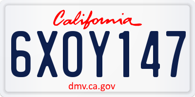 CA license plate 6XOY147