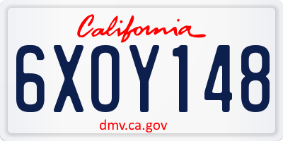 CA license plate 6XOY148
