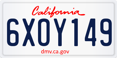 CA license plate 6XOY149