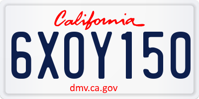 CA license plate 6XOY150