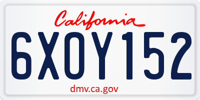 CA license plate 6XOY152