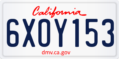 CA license plate 6XOY153