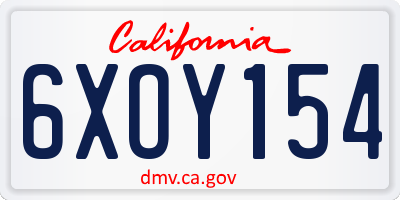 CA license plate 6XOY154
