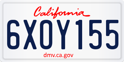 CA license plate 6XOY155