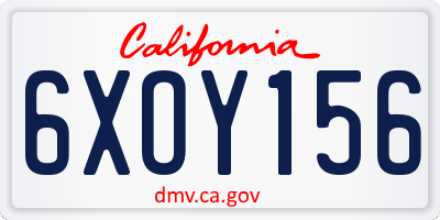 CA license plate 6XOY156