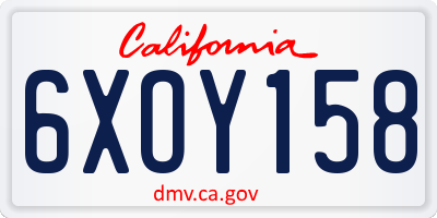 CA license plate 6XOY158