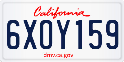 CA license plate 6XOY159
