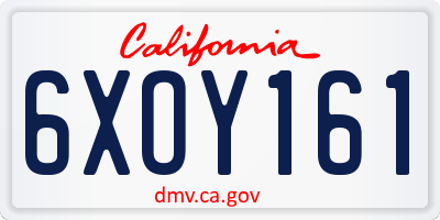 CA license plate 6XOY161