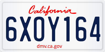 CA license plate 6XOY164