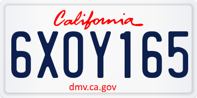 CA license plate 6XOY165