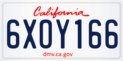 CA license plate 6XOY166