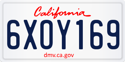CA license plate 6XOY169