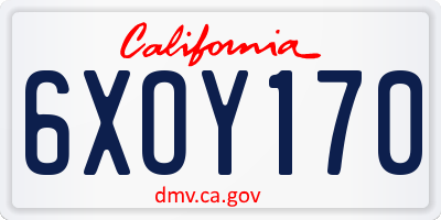 CA license plate 6XOY170