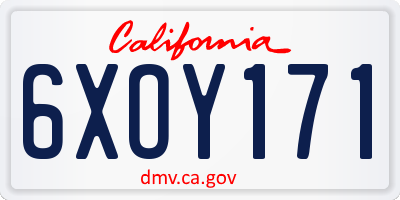 CA license plate 6XOY171