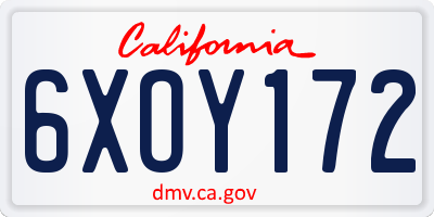 CA license plate 6XOY172
