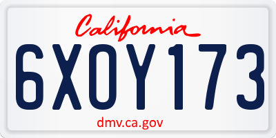 CA license plate 6XOY173