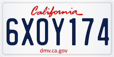 CA license plate 6XOY174
