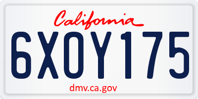 CA license plate 6XOY175