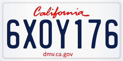 CA license plate 6XOY176