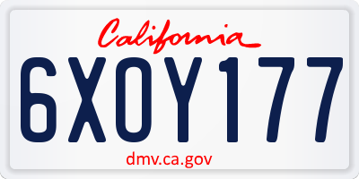 CA license plate 6XOY177
