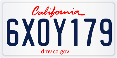 CA license plate 6XOY179