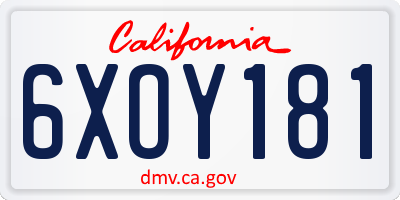 CA license plate 6XOY181