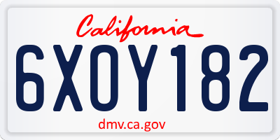 CA license plate 6XOY182