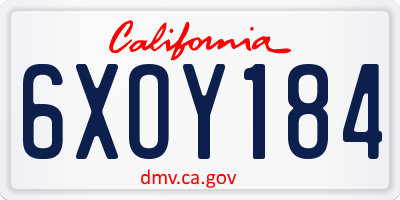 CA license plate 6XOY184