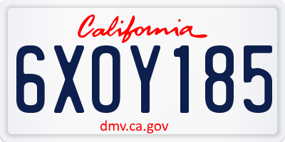 CA license plate 6XOY185