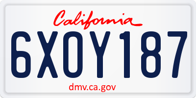 CA license plate 6XOY187