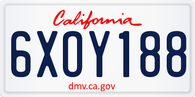 CA license plate 6XOY188