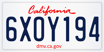 CA license plate 6XOY194