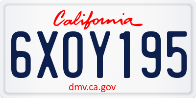 CA license plate 6XOY195