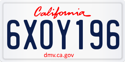 CA license plate 6XOY196