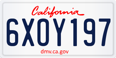 CA license plate 6XOY197