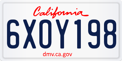 CA license plate 6XOY198