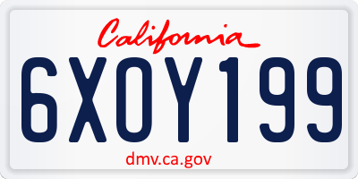 CA license plate 6XOY199