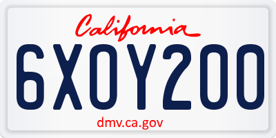 CA license plate 6XOY200