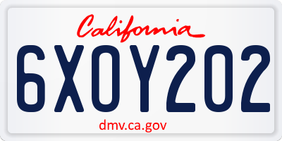 CA license plate 6XOY202