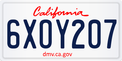 CA license plate 6XOY207