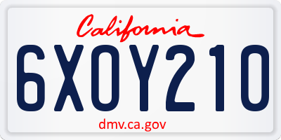 CA license plate 6XOY210