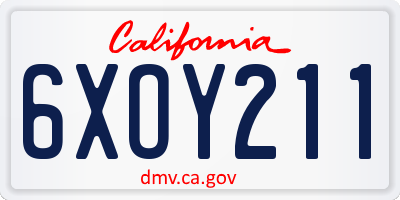 CA license plate 6XOY211