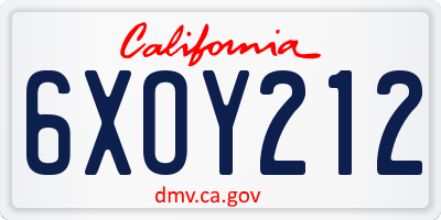 CA license plate 6XOY212