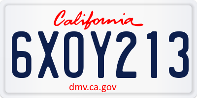 CA license plate 6XOY213