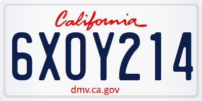 CA license plate 6XOY214