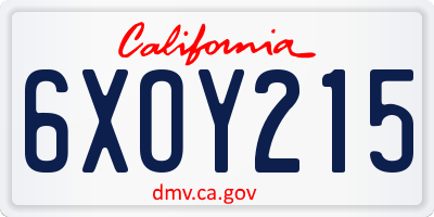 CA license plate 6XOY215