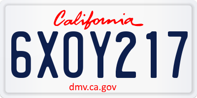 CA license plate 6XOY217