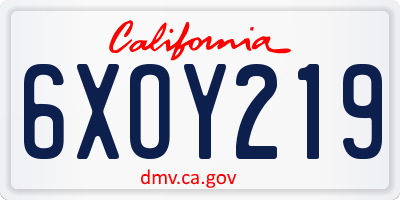 CA license plate 6XOY219